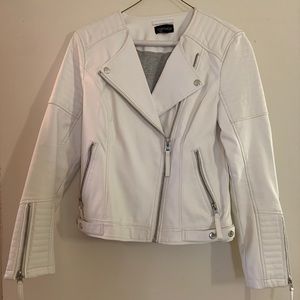 Topshop white leather jacket